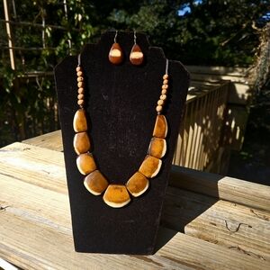 Handmade Tagua necklace and earrings